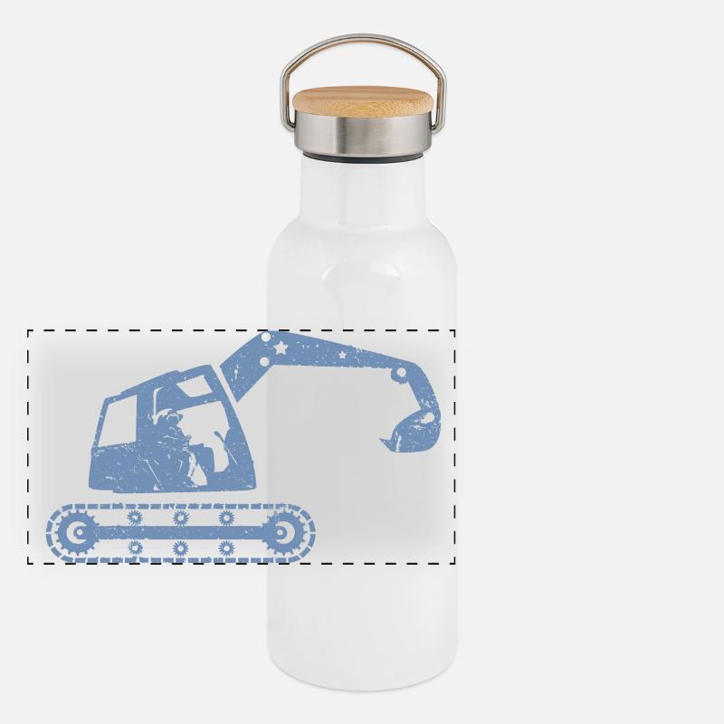 Bagger Baggerfahrer Baugeräteführer – Panorama Thermosflasche mit Bambusdeckel