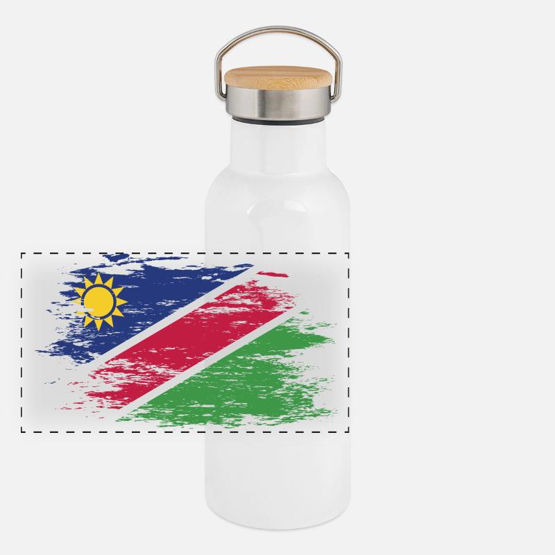 Namibia Flagge used Panorama Thermosflasche mit Bambusdeckel
