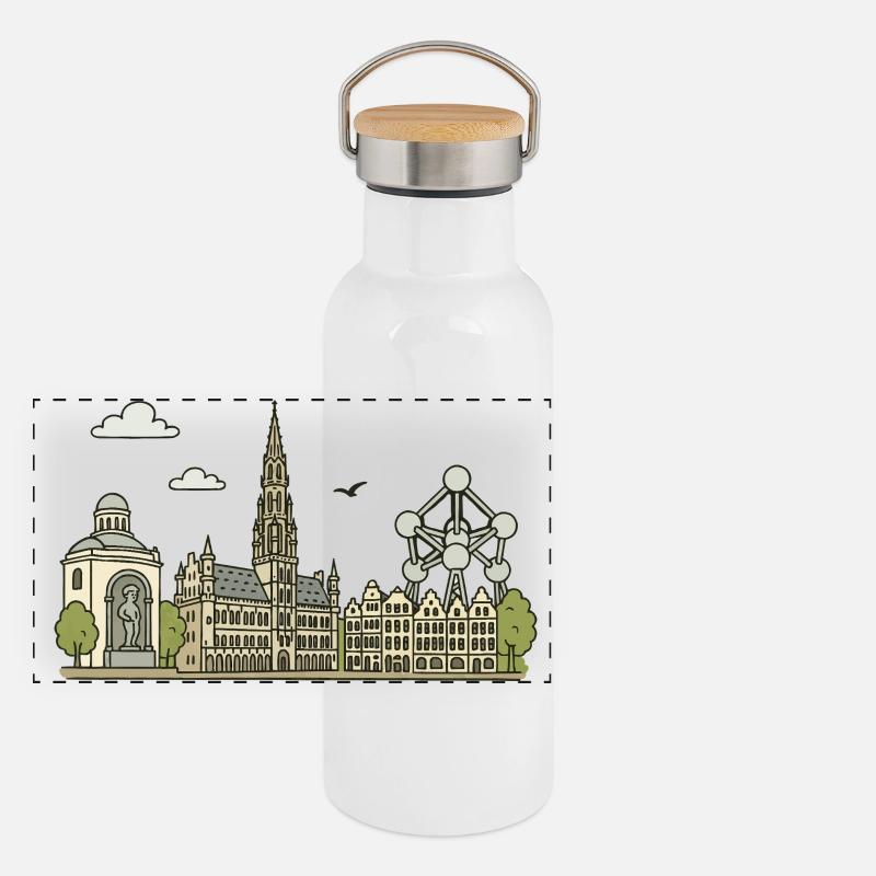 Brussels City Panoramic Thermal Bottle with Bamboo Lid
