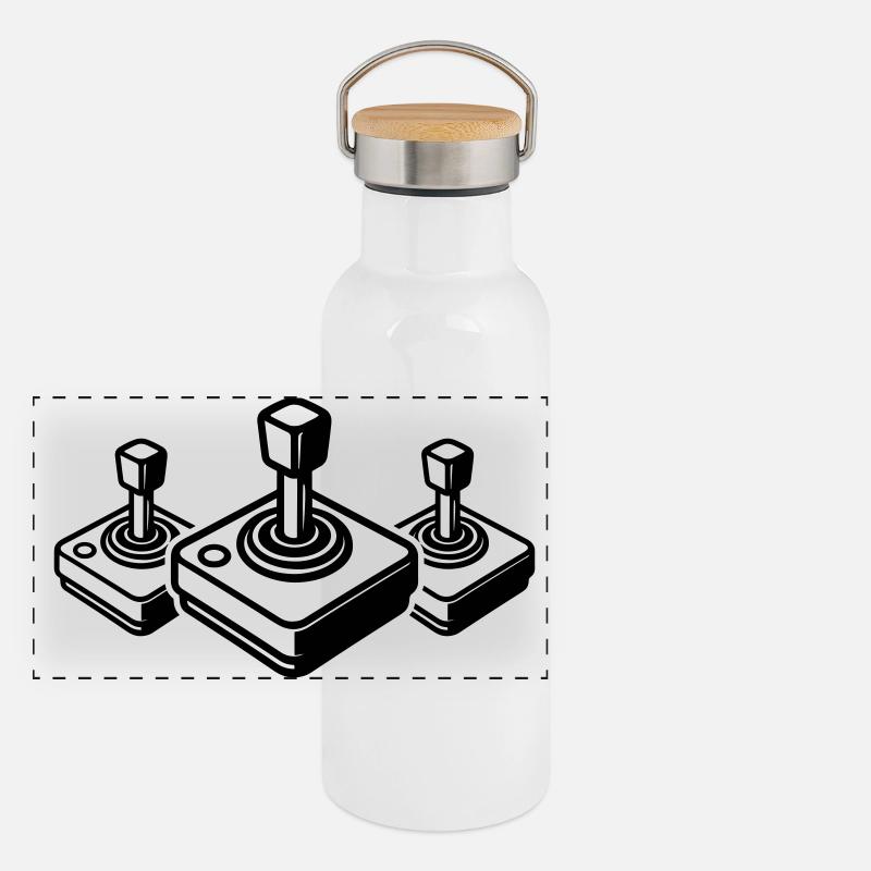 Rétro Joypad Joystick Gamer Gourde isotherme avec bouchon en bambou