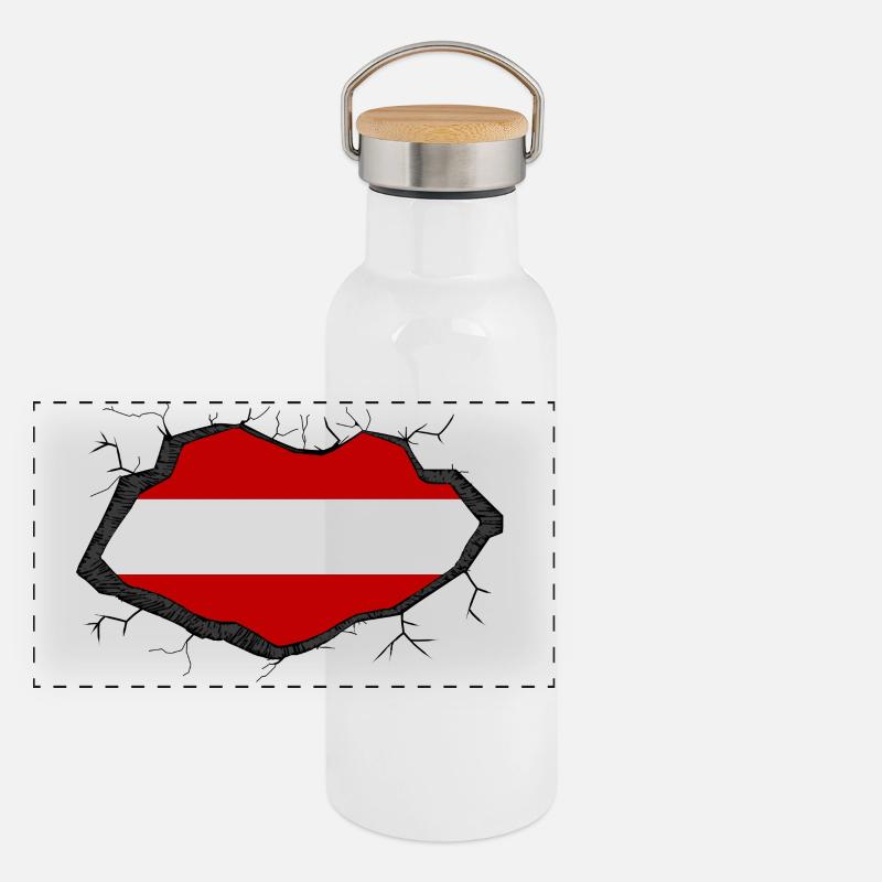 Drapeau de l’Autriche Gourde isotherme avec bouchon en bambou