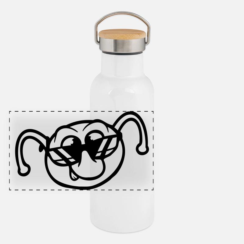 Raupe Sonnenbrille Cool Lächeln Frech Spaß Comic Panorama Thermosflasche mit Bambusdeckel
