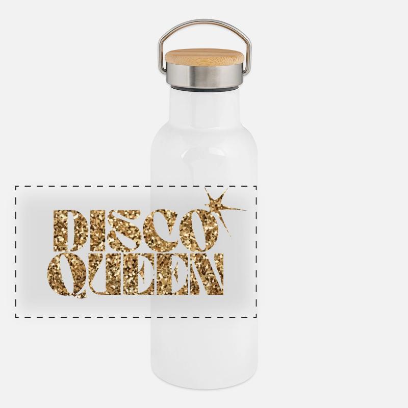 Disco Queen Glitter Text Design Gourde isotherme avec bouchon en bambou