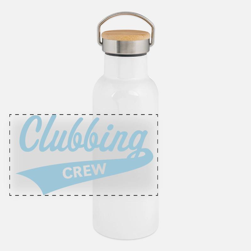 Clubbing Crew (Party / Feiern / Tanzen / Skyblue) Panorama Thermosflasche mit Bambusdeckel
