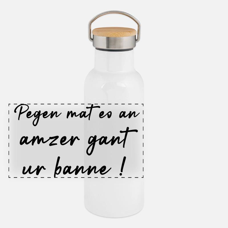 Pegen mat eo an amzer gant ur banne ! Gourde isotherme avec bouchon en bambou