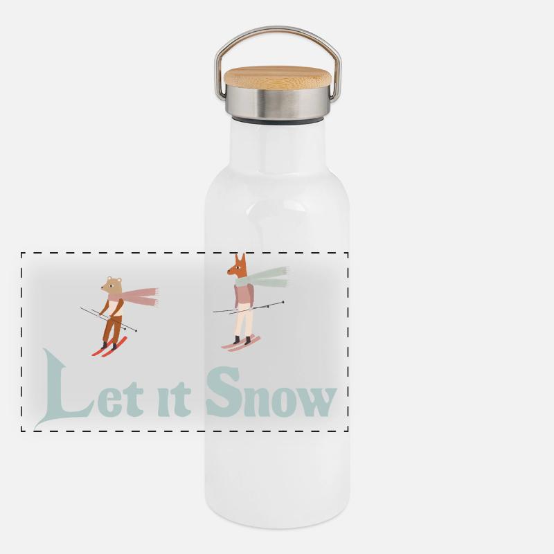 Let It Snow Winter Illustration Panorama Thermosflasche mit Bambusdeckel