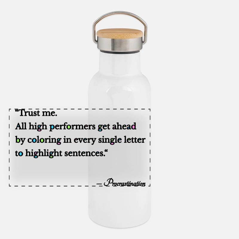 Procrastination Panorama Thermosflasche mit Bambusdeckel