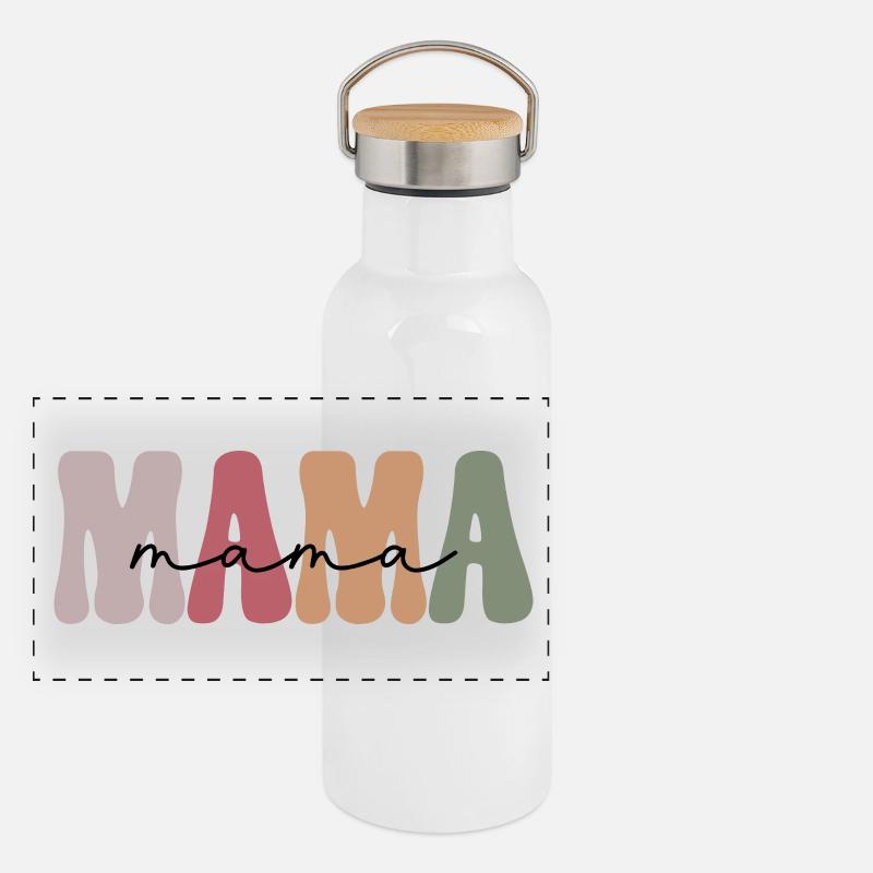 Mama-retro-herbsttöne Panorama Thermosflasche mit Bambusdeckel