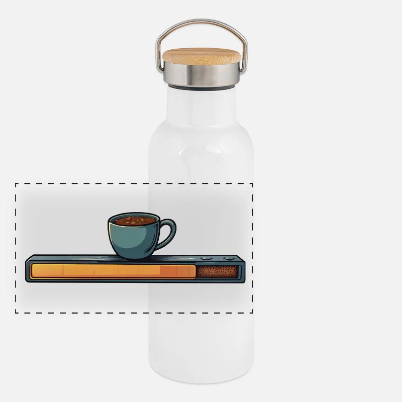 Der Kaffee wird geladen Panorama Thermosflasche mit Bambusdeckel