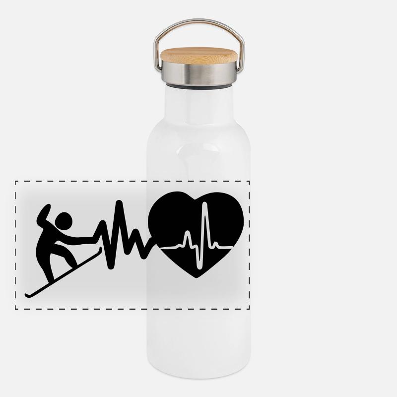 snowboarding ist leben herzschlag design fahrer Panorama Thermosflasche mit Bambusdeckel