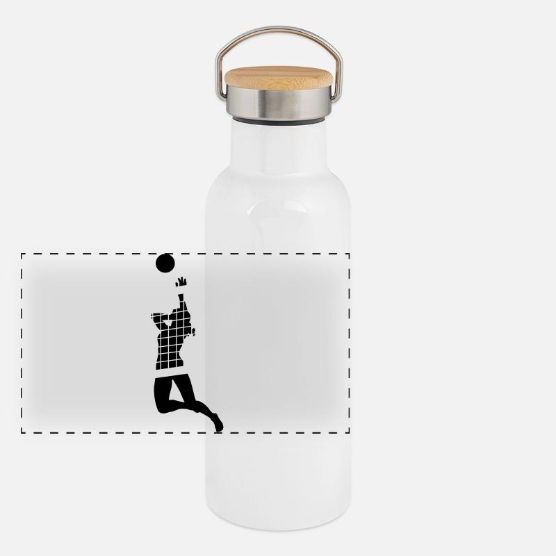Volleyball Panorama Thermosflasche mit Bambusdeckel