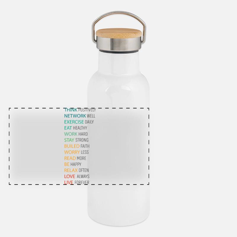 THINK POSITIVE Panoramic Thermal Bottle with Bamboo Lid