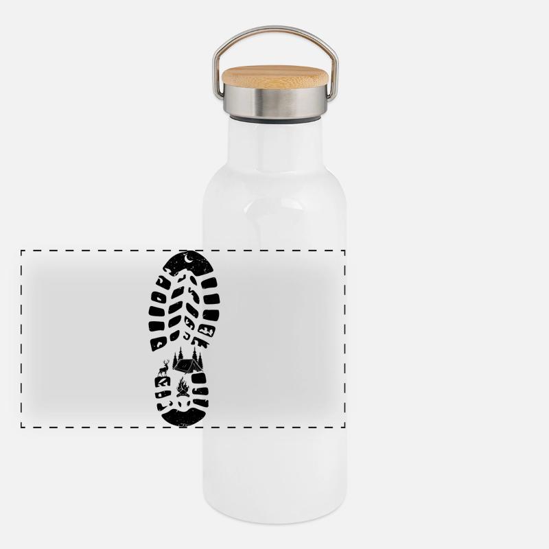 Abstraktes geometrisches Strichkunst-Design Panorama Thermosflasche mit Bambusdeckel