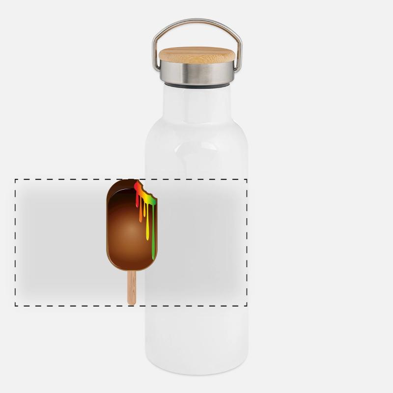 Schokoladen-Eis am Stiel mit Regenbogenfüllung Panorama Thermosflasche mit Bambusdeckel