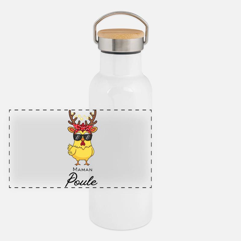 Mama Henne Panorama Thermosflasche mit Bambusdeckel