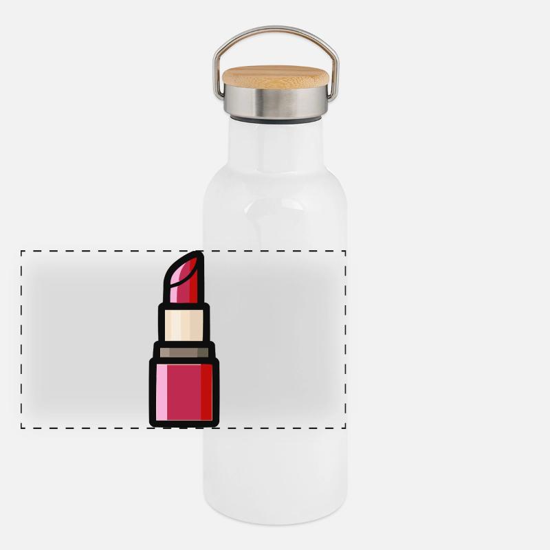 Lipstick Illustration Panoramic Thermal Bottle with Bamboo Lid