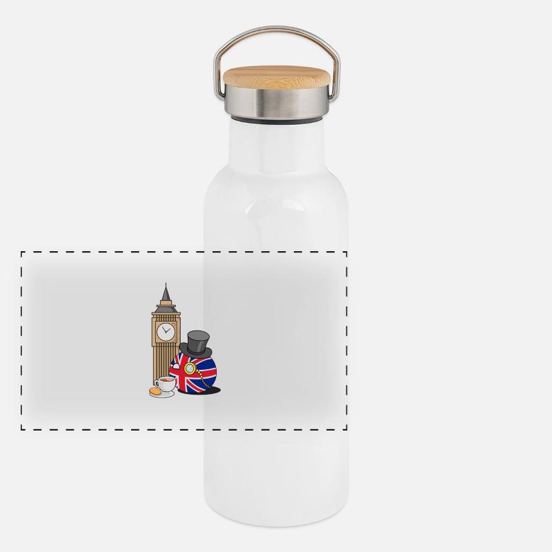 GreatBritainBall Panorama Thermosflasche mit Bambusdeckel