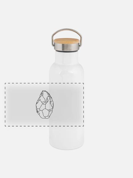 Faustkeil Steinzeit - Panorama Thermosflasche mit Bambusdeckel - Weiß