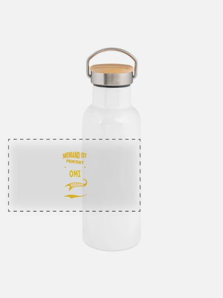 OMI - Panorama Thermosflasche mit Bambusdeckel - Weiß