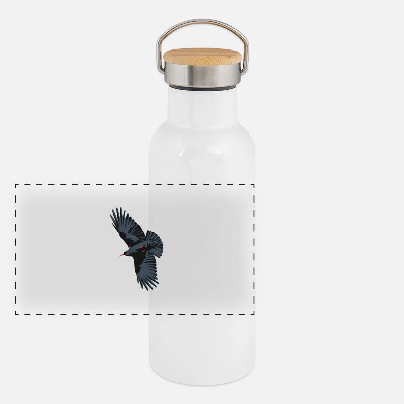Red Billed Chough 1 Panoramic Thermal Bottle with Bamboo Lid