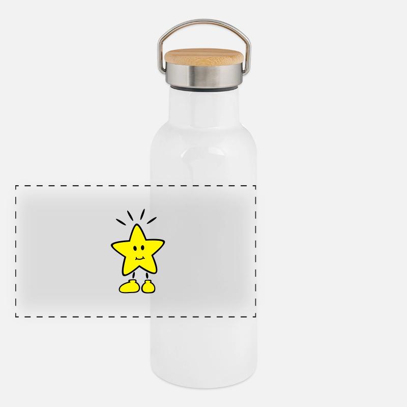étoiles doux - Gourde isotherme avec bouchon en bambou - blanc