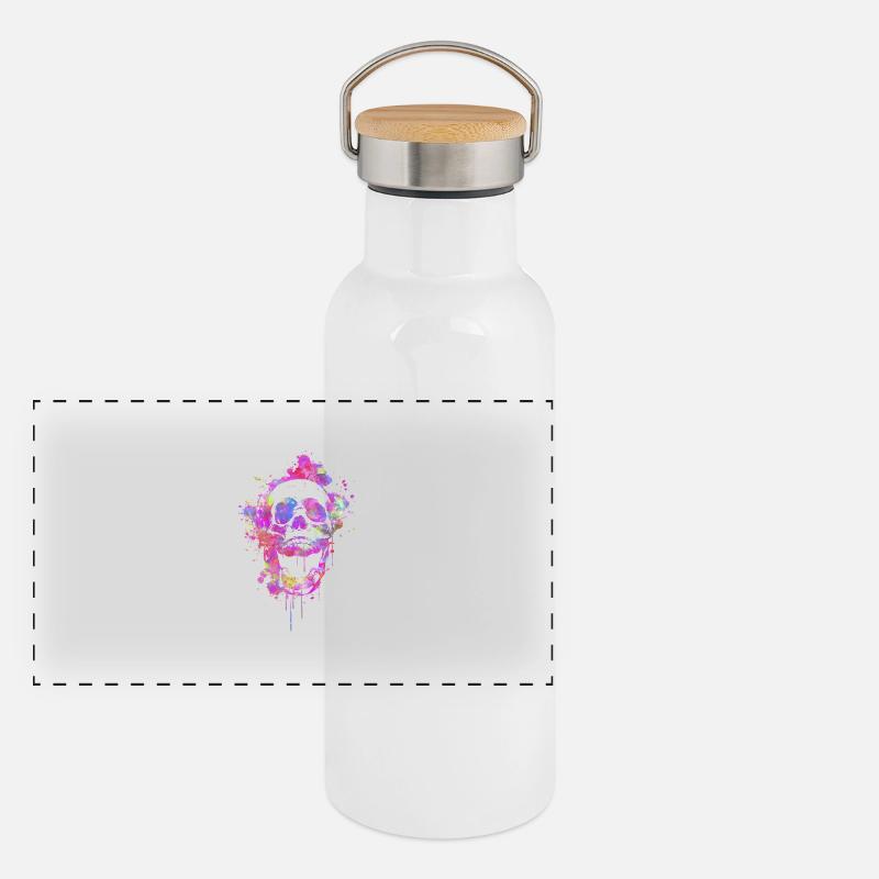 Cool & Trendy Abstract Skull Panoramic Thermal Bottle with Bamboo Lid