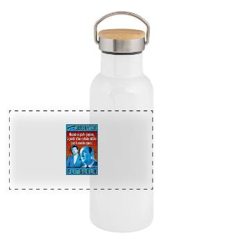 quand on parle pognon - Gourde isotherme avec bouchon en bambou - blanc - Devant
