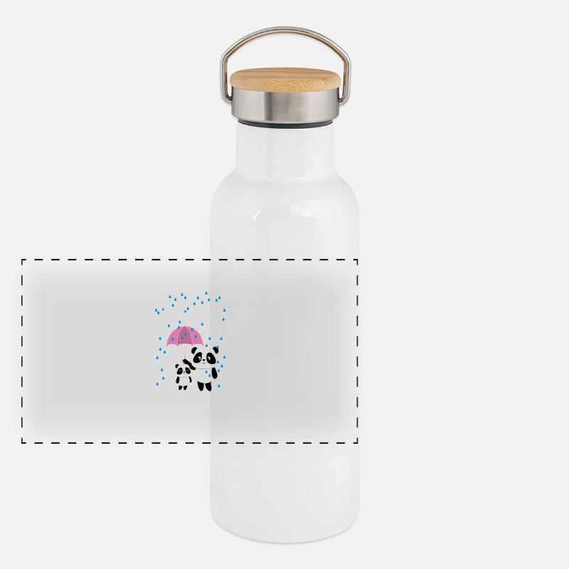Beste große Schwester Panda Geschwister Mädchen Panorama Thermosflasche mit Bambusdeckel