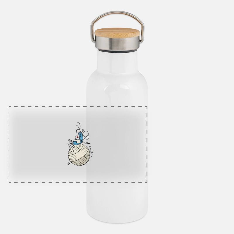 Djenné Wana liebt Stricken Panorama Thermosflasche mit Bambusdeckel