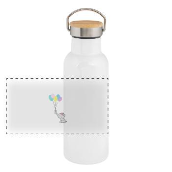 Little elephant - Panorama Thermosflasche mit Bambusdeckel - Weiß - Vorne