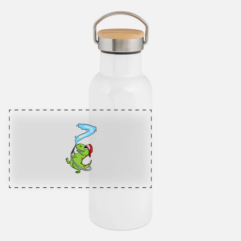7th Birthday Dinosaur Panoramic Thermal Bottle with Bamboo Lid