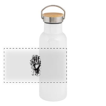 Esquisse Main - Gourde isotherme avec bouchon en bambou - blanc - Devant