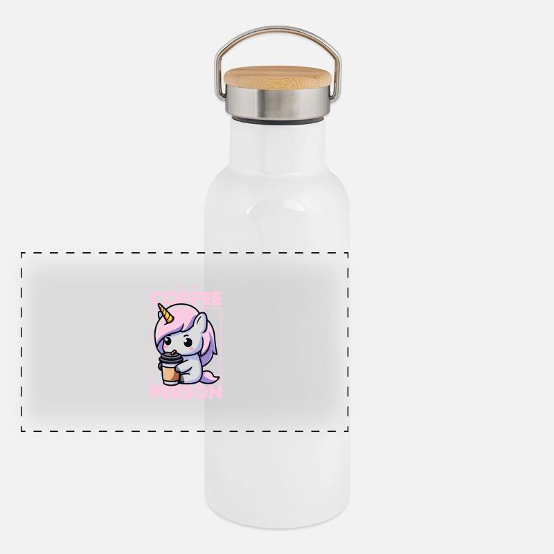 Ich bin ein Kaffeemensch Einhorn Panorama Thermosflasche mit Bambusdeckel