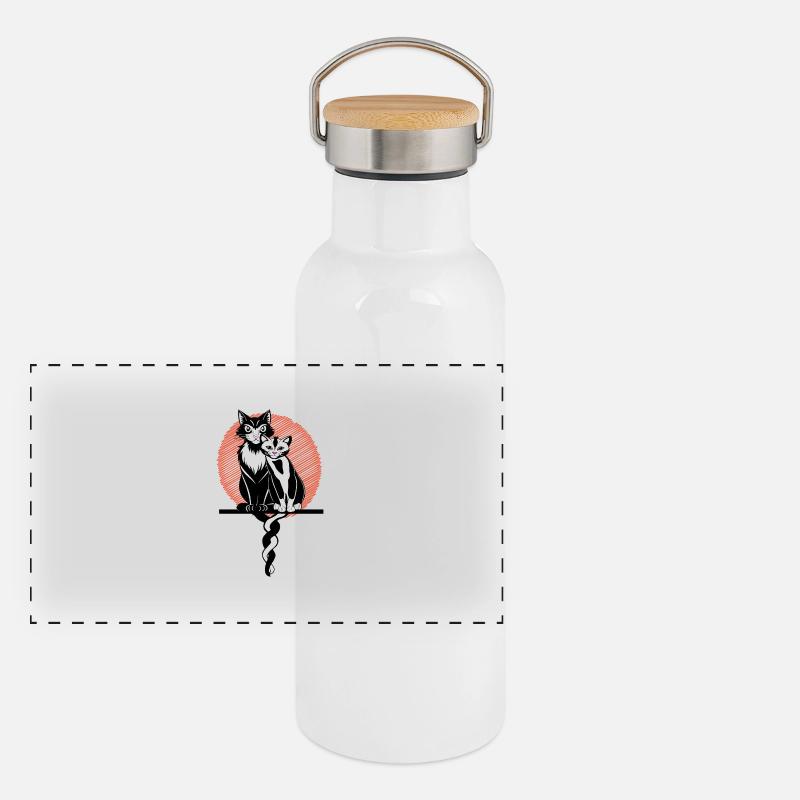 CAT lOVE Panorama Thermosflasche mit Bambusdeckel