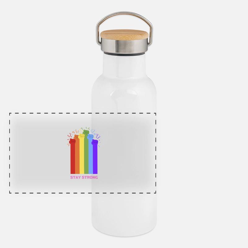 Stay strong, LGBTQ+, CSD, Pride, Rainbow Panoramic Thermal Bottle with Bamboo Lid