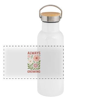 Always growing - Panoramic Thermal Bottle with Bamboo Lid - white - Front