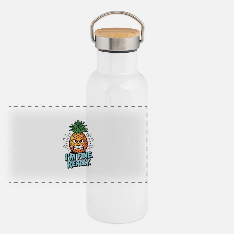 Sarkasmus mit Ananas - Ich bin okay. Echt jetzt! Panorama Thermosflasche mit Bambusdeckel