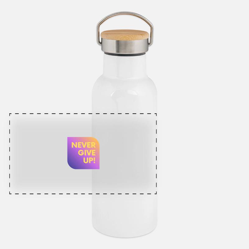 NIEMALS AUFGEBEN Panorama Thermosflasche mit Bambusdeckel
