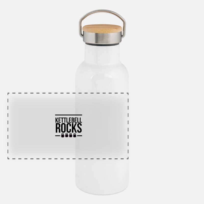 Kettlebell ROCKS 1.0 Panorama Thermosflasche mit Bambusdeckel