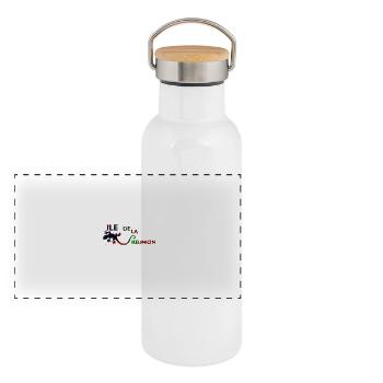 carte ile de la réunion - Gourde isotherme avec bouchon en bambou - blanc - Devant