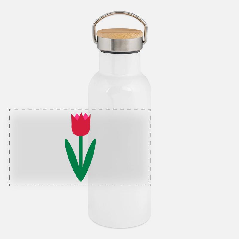 Tulpe Pflanze Zeichnung Blume Geschenkidee Blüten Panorama Thermosflasche mit Bambusdeckel