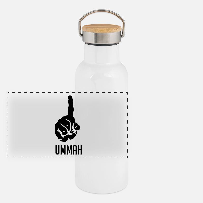 One Ummah Black Panorama Thermosflasche mit Bambusdeckel