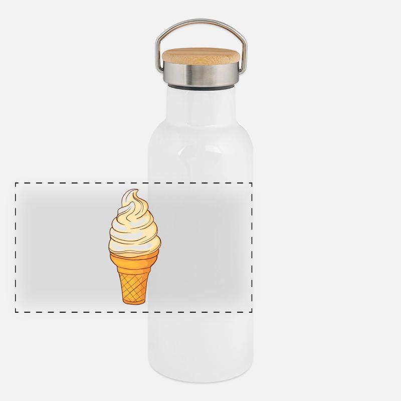 Softeis Eis Speiseeis Eiskrem Eiscreme Kugeleis Panorama Thermosflasche mit Bambusdeckel