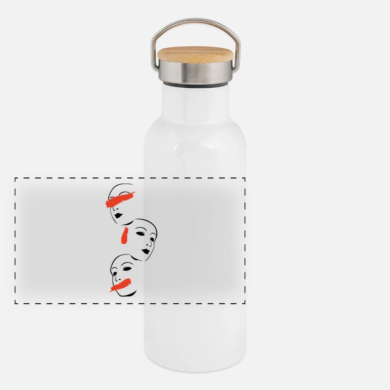 do not hear, do not hear, do not say Panoramic Thermal Bottle with Bamboo Lid