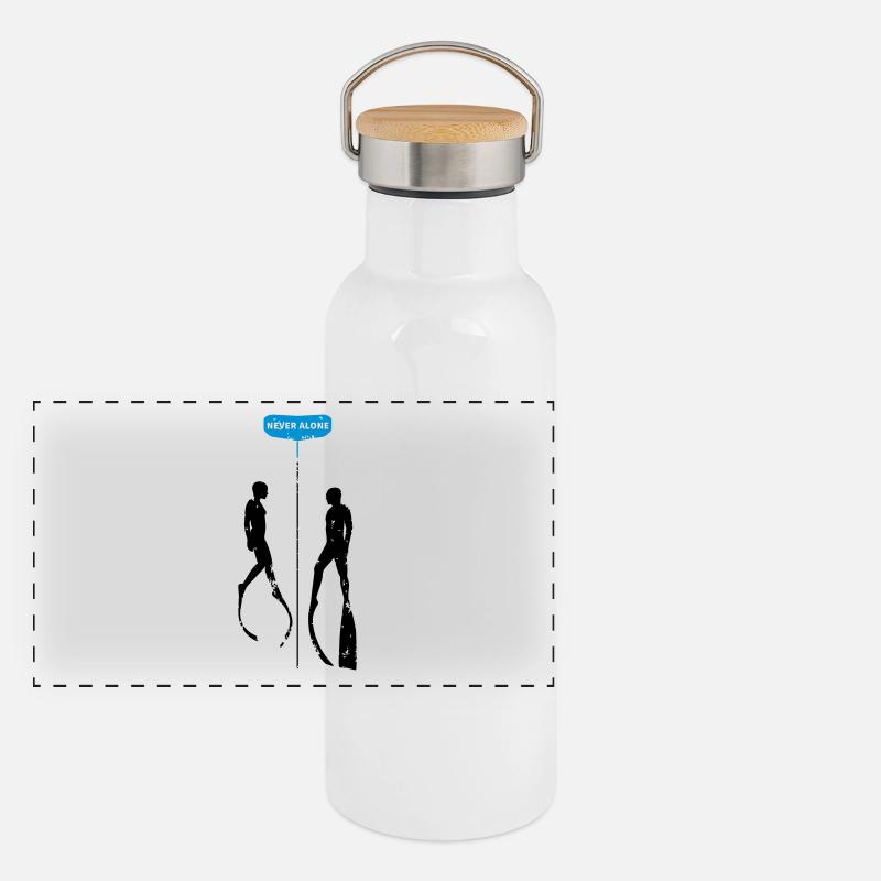 Never Alone Bifins Panorama Thermosflasche mit Bambusdeckel