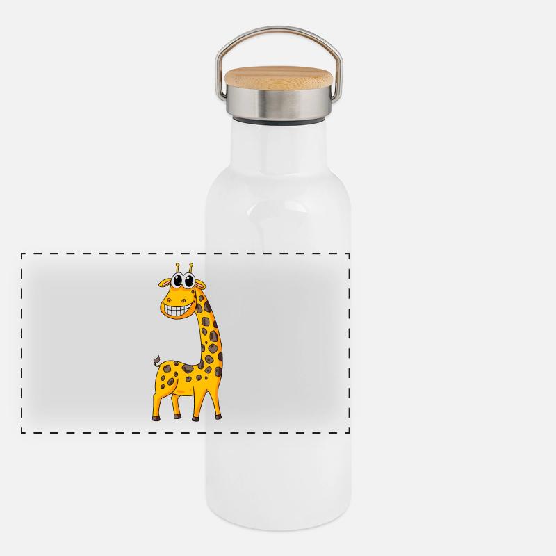Giraffe Langer Hals Panorama Thermosflasche mit Bambusdeckel