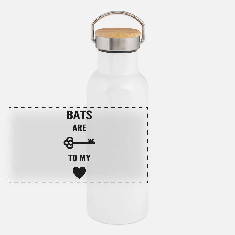 Fledermäuse sind der Schlüssel zu meinem Herzen Panorama Thermosflasche mit Bambusdeckel