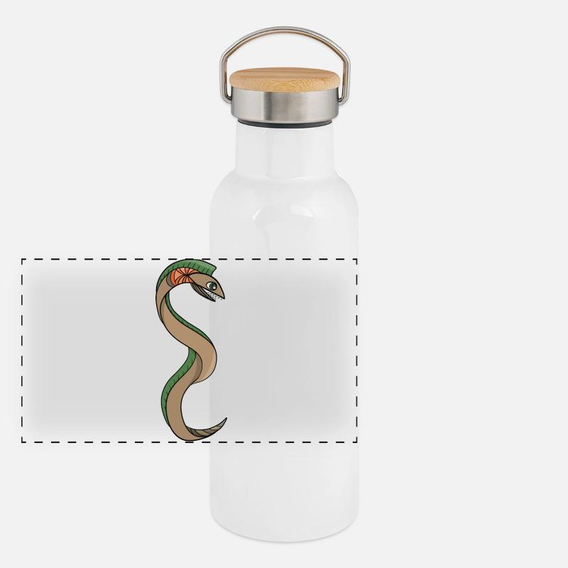 Un serpent aux dents acérées Gourde isotherme avec bouchon en bambou
