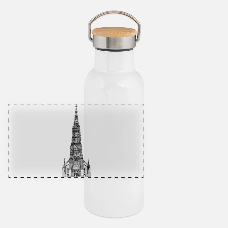 Ulm Minster Tower Panoramic Thermal Bottle with Bamboo Lid
