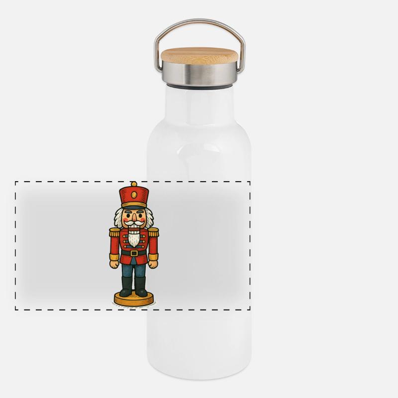 Nussknacker Soldat Comic Panorama Thermosflasche mit Bambusdeckel